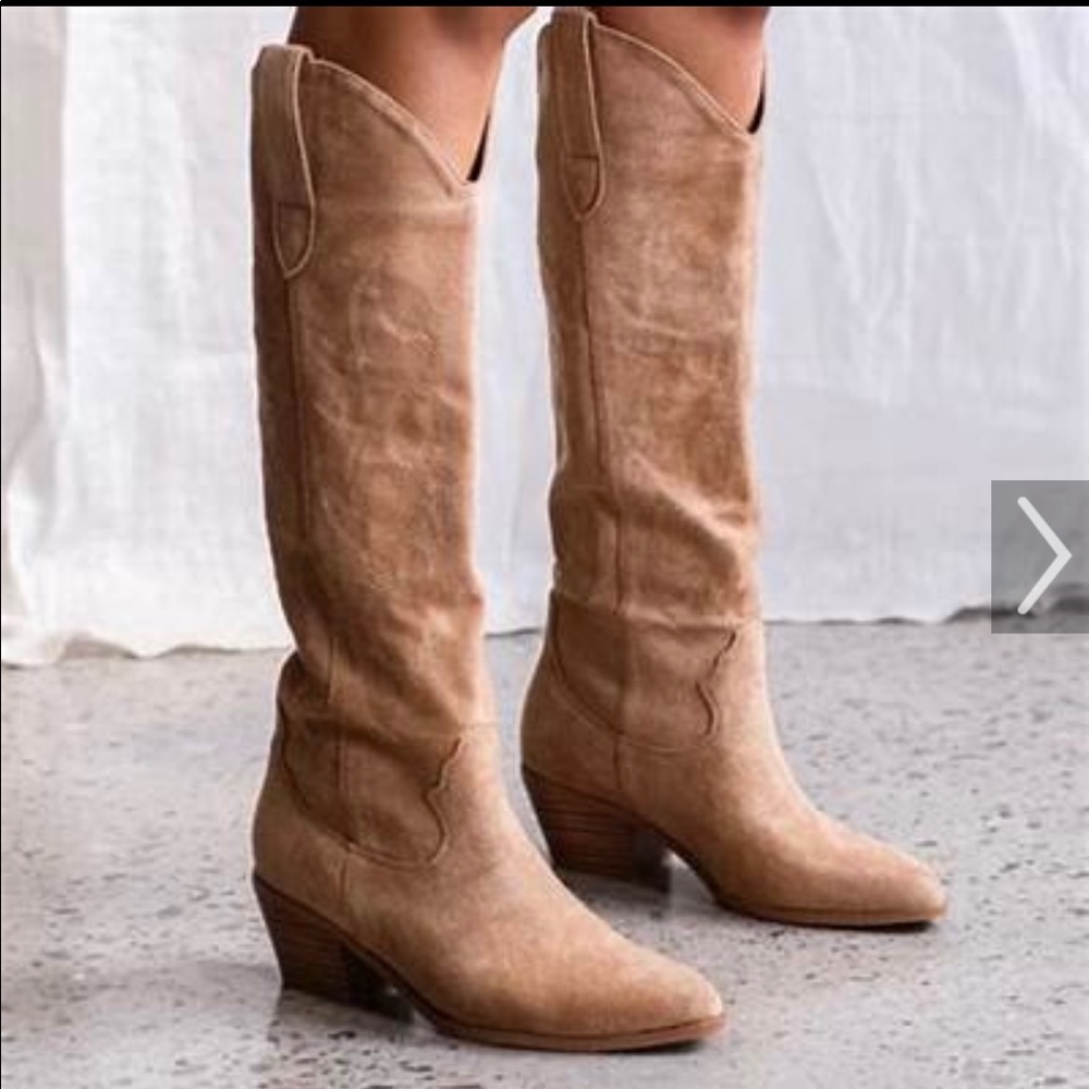 Billini Tan Suede Cowgirl Boots